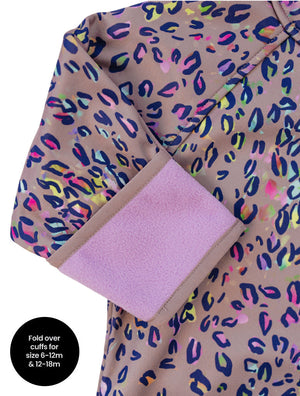 All-Weather Fleece Onesie - Rainbow Leopard